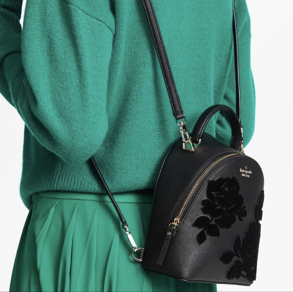 LIKE NEW ⭐ Kate Spade Floral Velvet Mini Purse Backpack - Picture 2 of 6